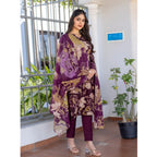 Purple Floral Kurta Set