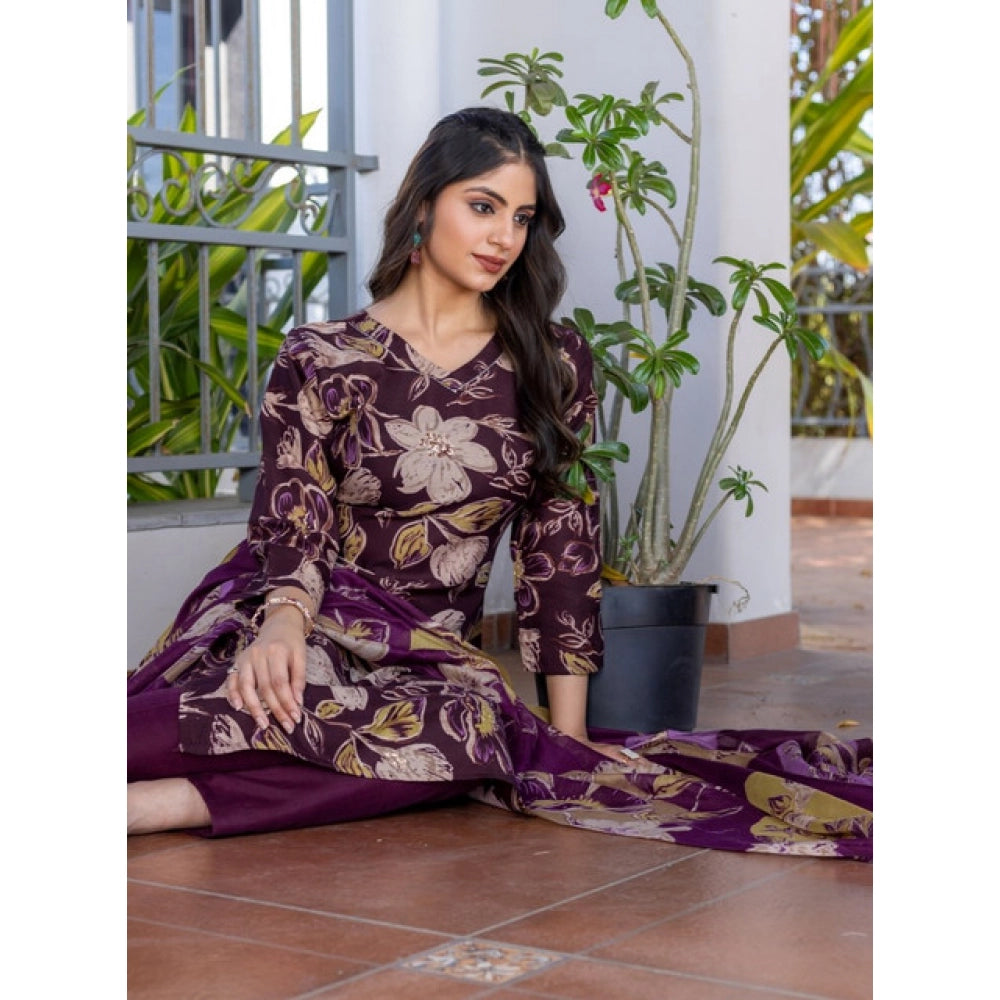 Purple Floral Kurta Set
