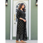 Black Floral Printed Kurta Set