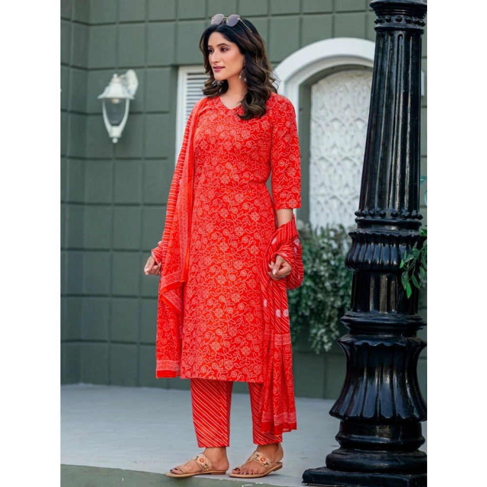 Orange Cotton Kurta Set