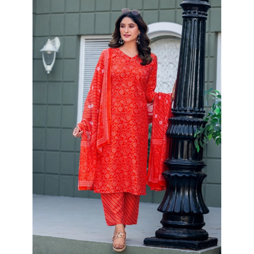 Orange Cotton Kurta Set