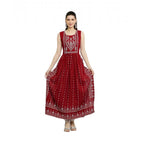 Maroon Sleeveless Rayon Kurti