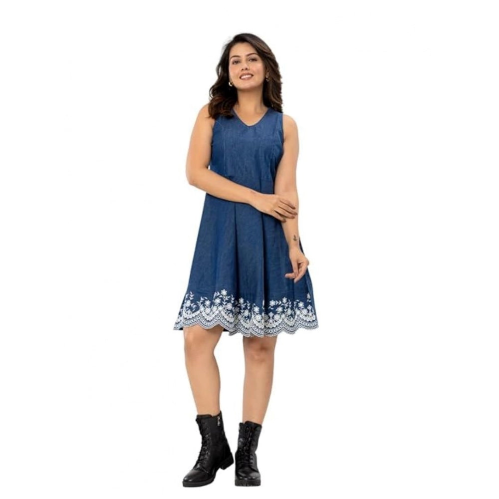 Blue Denim Sleeveless Dress