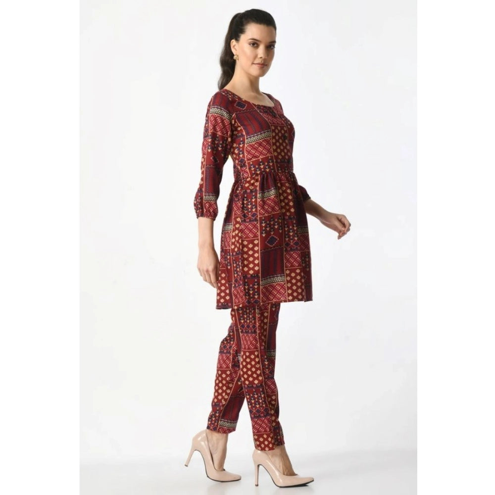 Maroon Crepe Co-ord Set