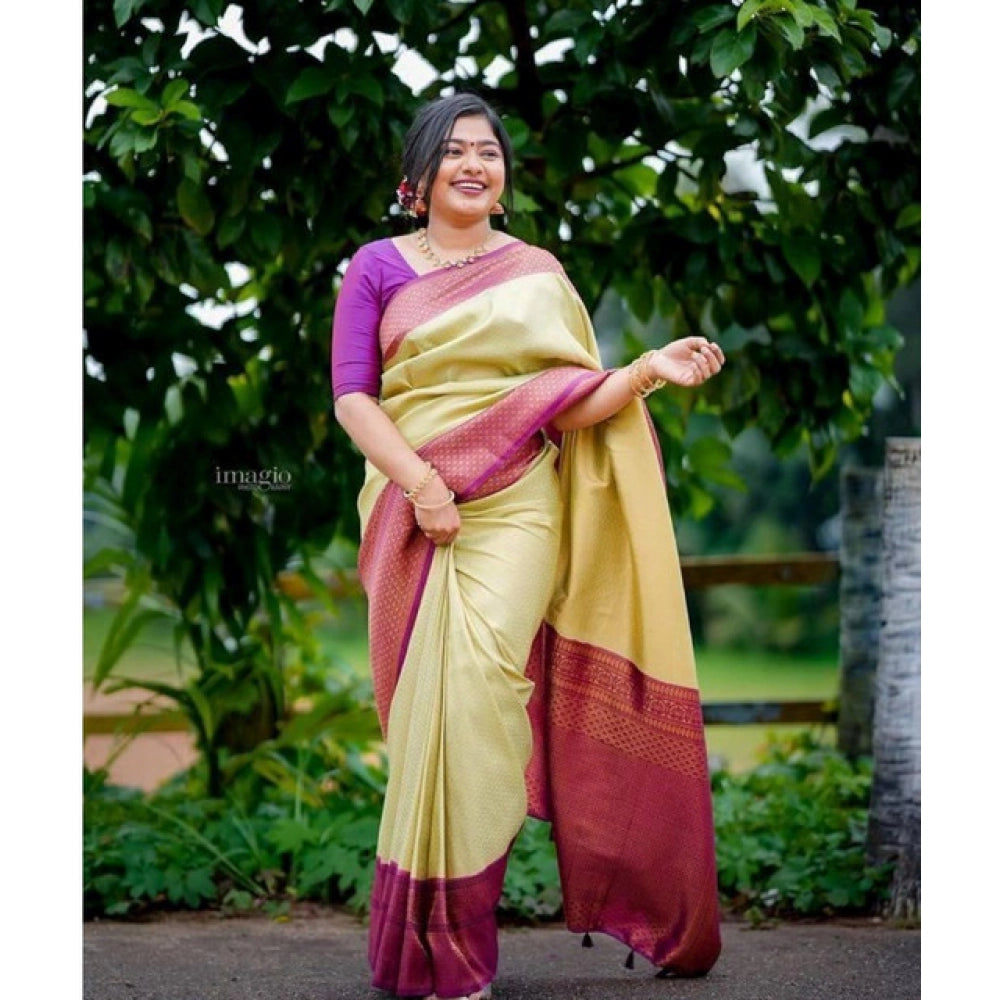 Lime Green and Magenta Saree