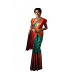 Orange & Teal Silk Saree