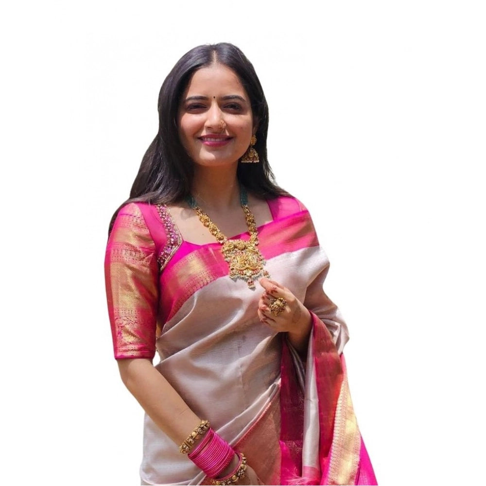 Silver-Grey Silk Saree