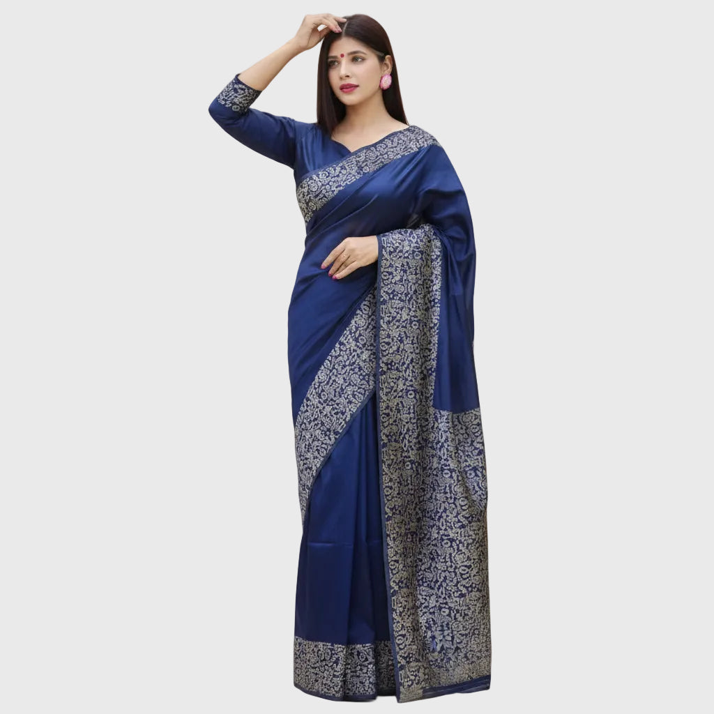 Blue Lichi Silk Saree
