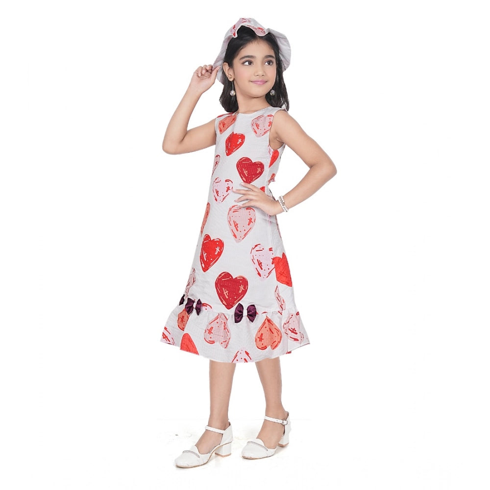 Heart Print Popcorn Fabric Frock