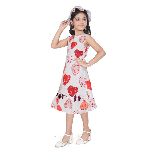 Heart Print Popcorn Fabric Frock