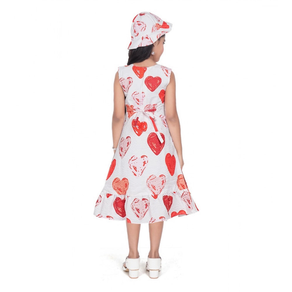 Heart Print Popcorn Fabric Frock