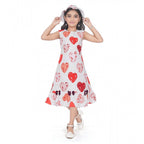 Heart Print Popcorn Fabric Frock