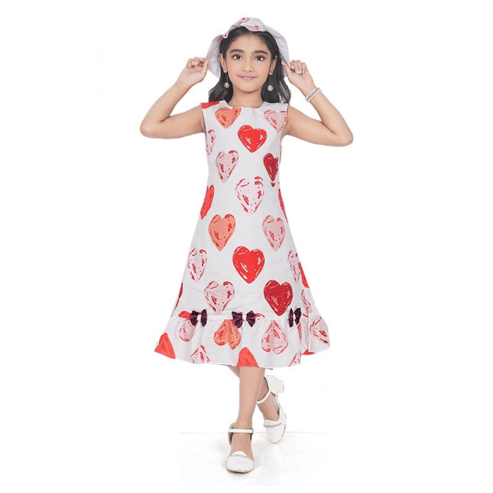 Heart Print Popcorn Fabric Frock