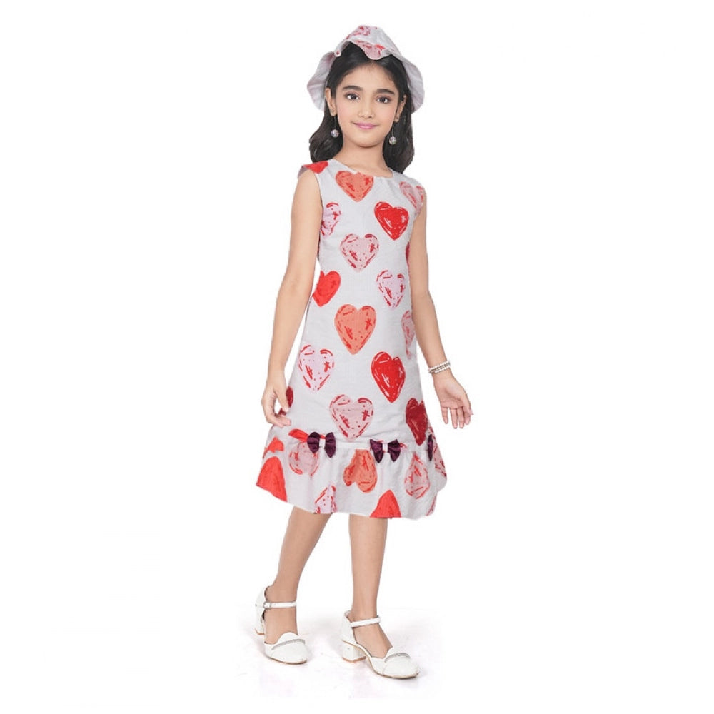 Heart Print Popcorn Fabric Frock