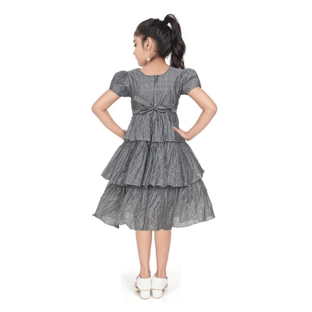 Grey Striped Silk-Blend Dress