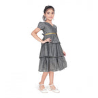 Grey Striped Silk-Blend Dress