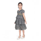Grey Striped Silk-Blend Dress