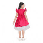 Magenta Satin Ruffle Dress