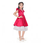 Magenta Satin Ruffle Dress