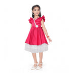 Magenta Satin Ruffle Dress