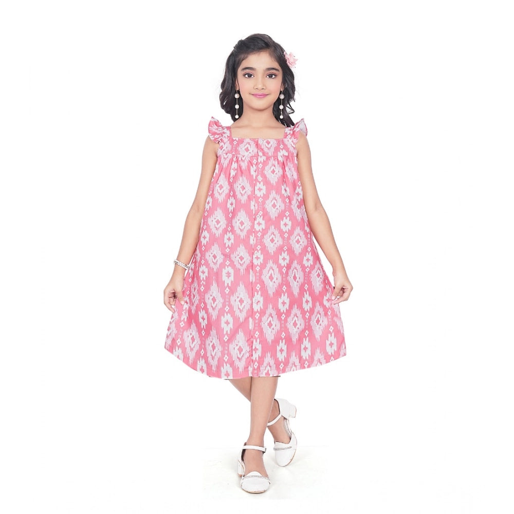 Pink Ikat Print A-Line Dress