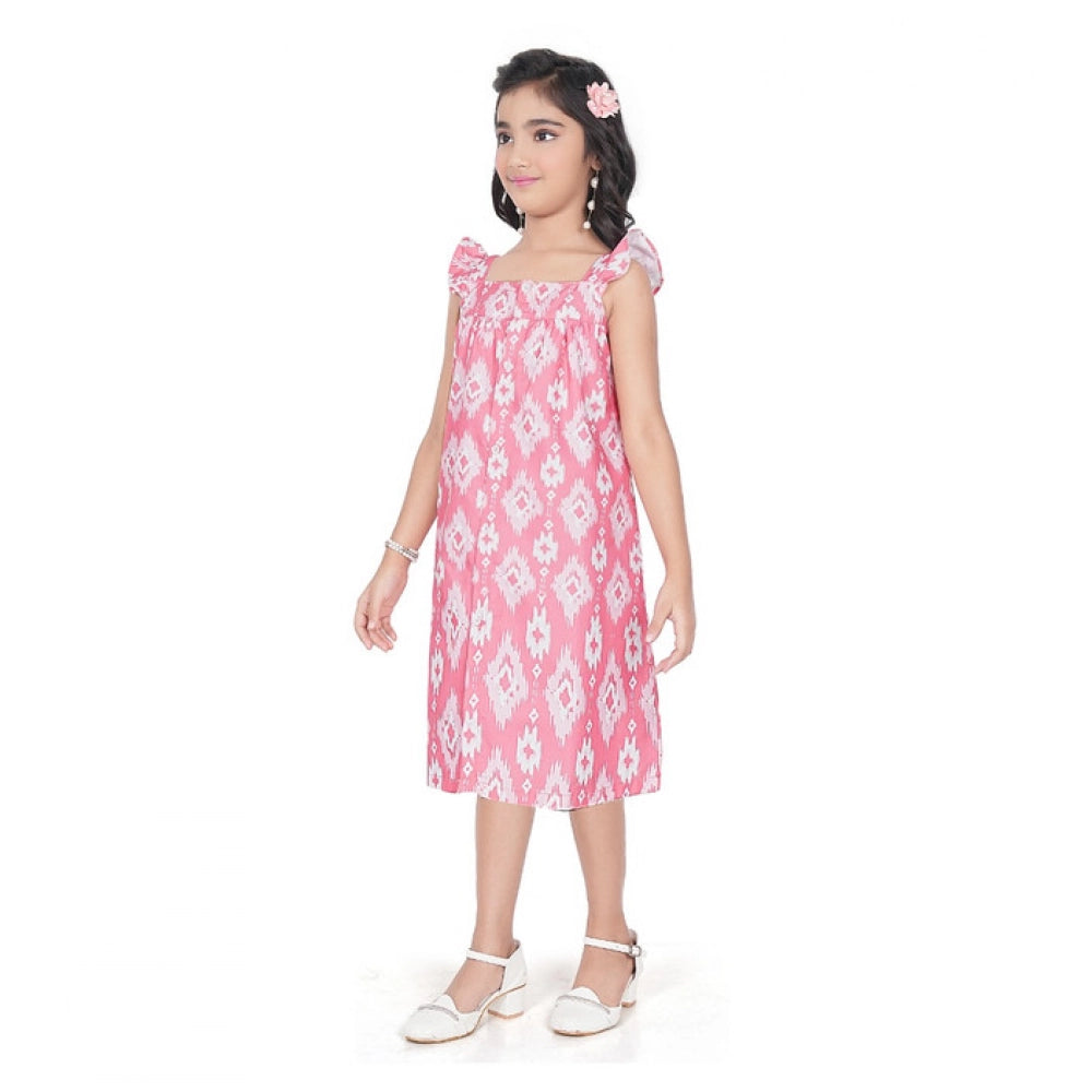 Pink Ikat Print A-Line Dress
