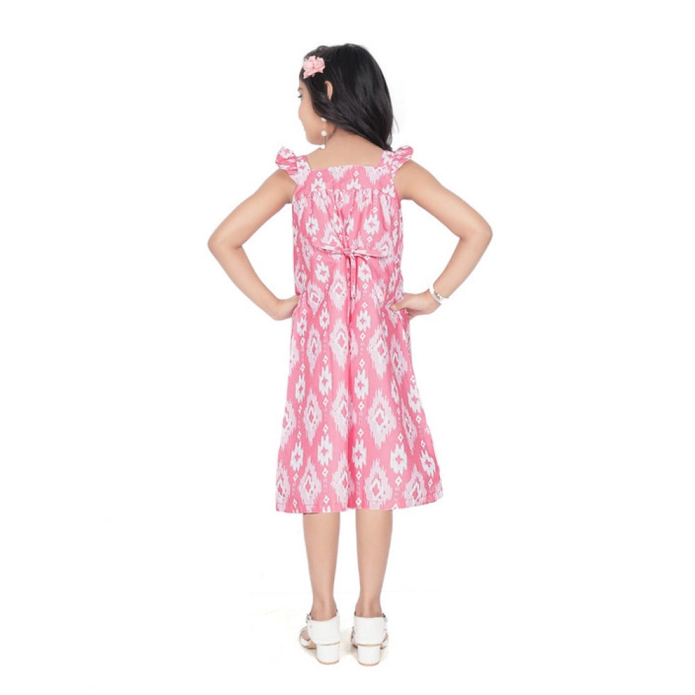 Pink Ikat Print A-Line Dress