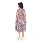 Brown Digital Print Sleeveless Slub Dress