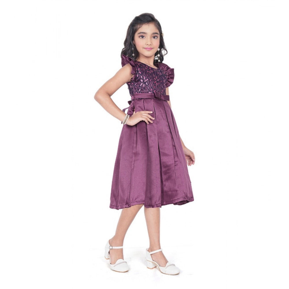 Satin Printed Dress (Purple)