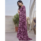 Purple Floral Chiffon Saree