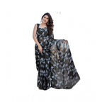 Black Floral Chiffon Saree