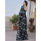 Black Floral Chiffon Saree