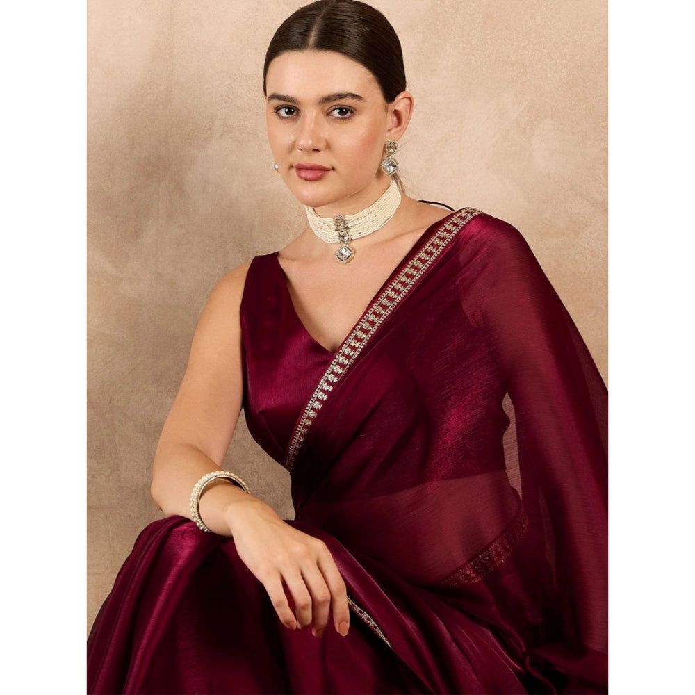 Wine Red Jimmy Choo Saree