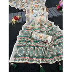Green Linen Cotton Saree