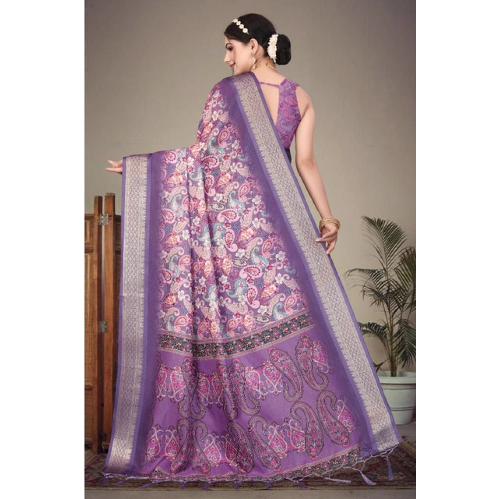 Purple Cotton Silk Saree