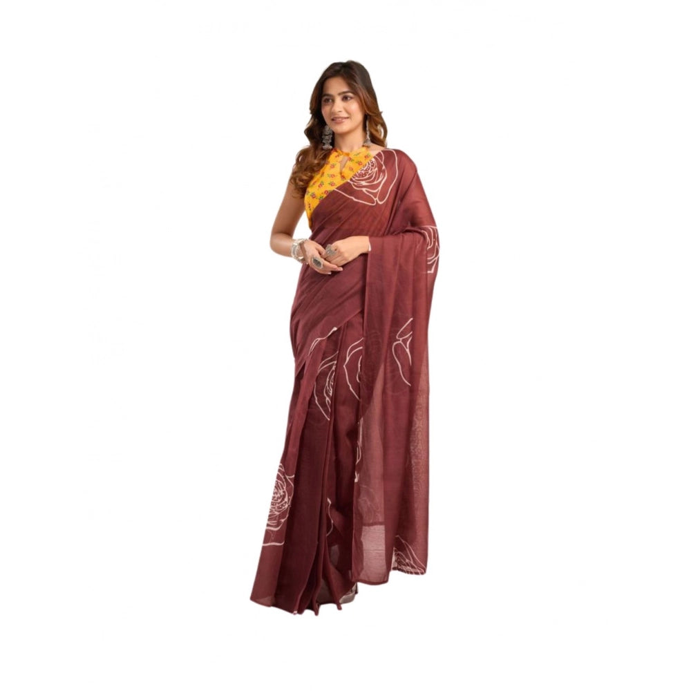 Brown Printed Saree