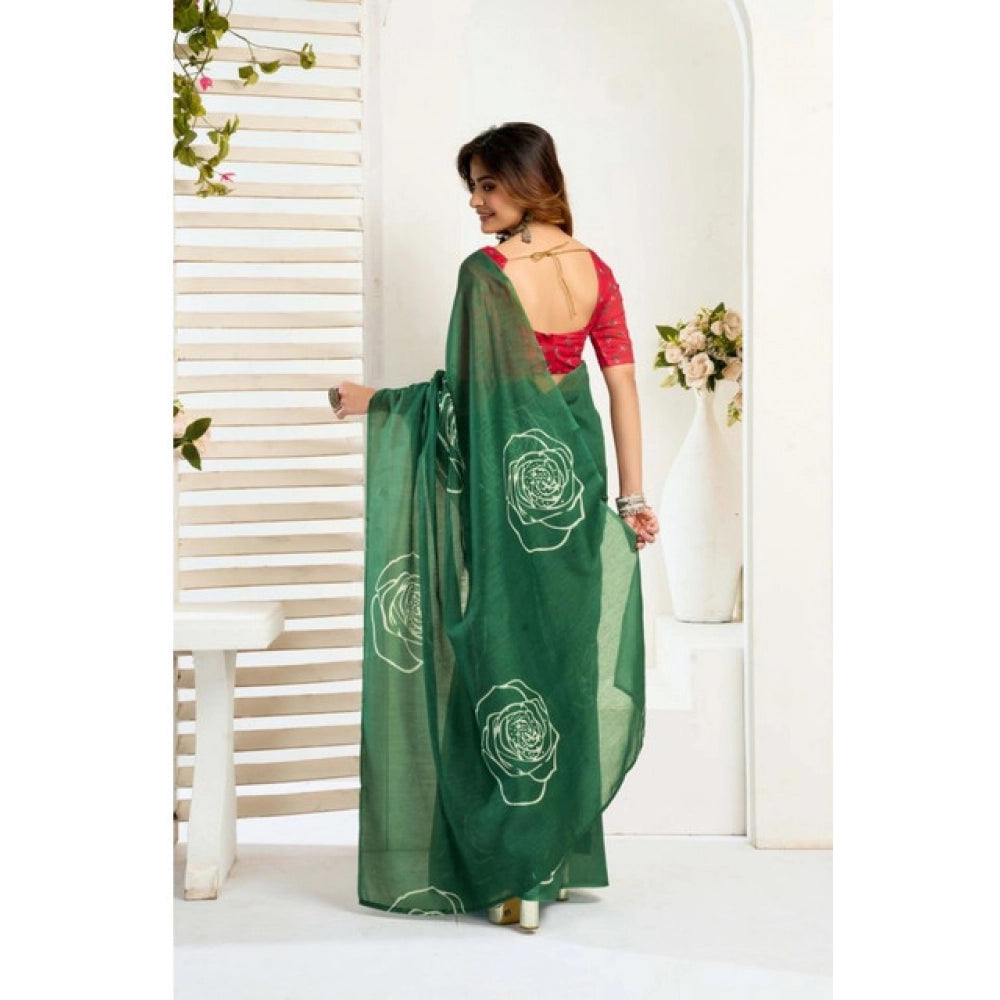 Dark Green Printed Saree