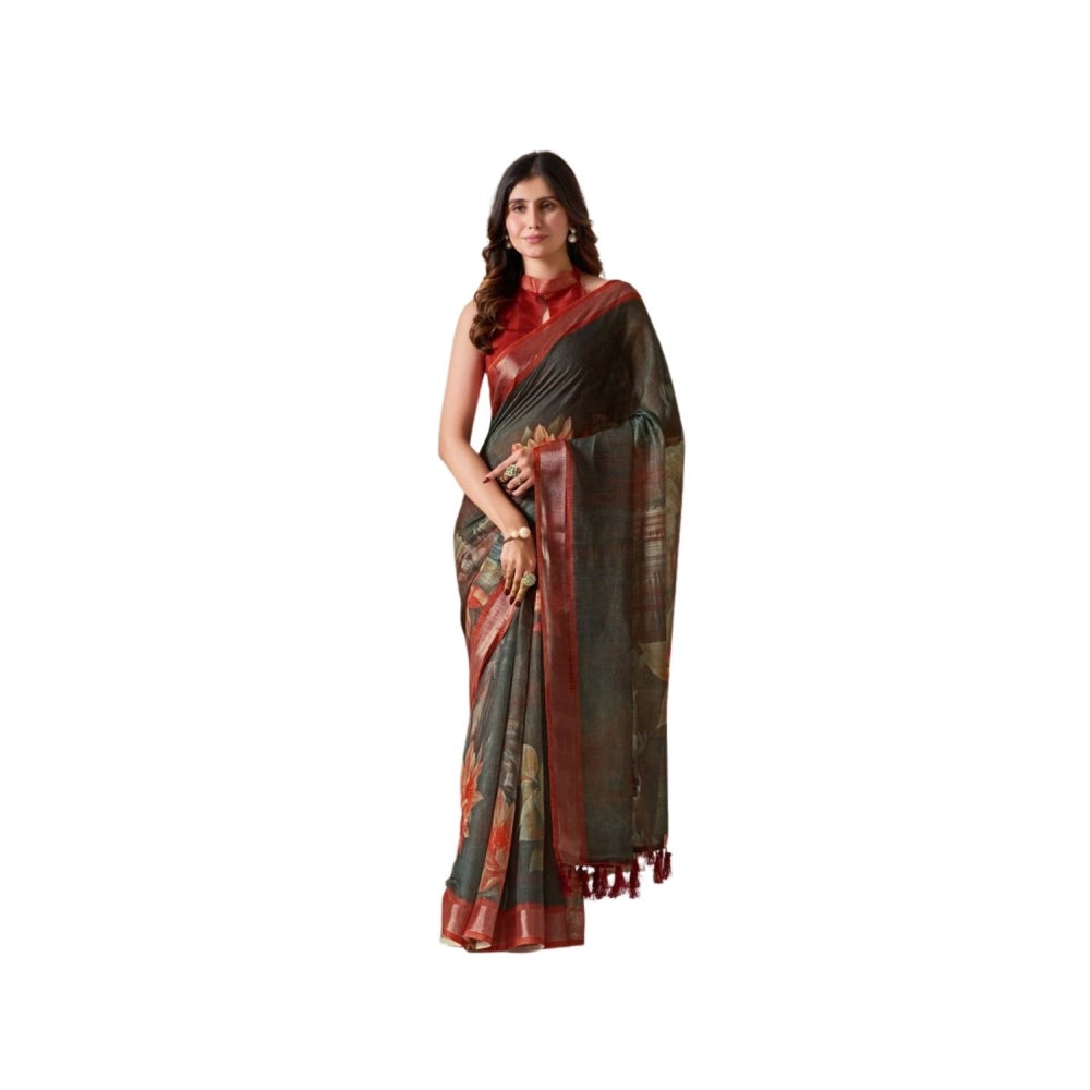 Green Women's Printed Saree