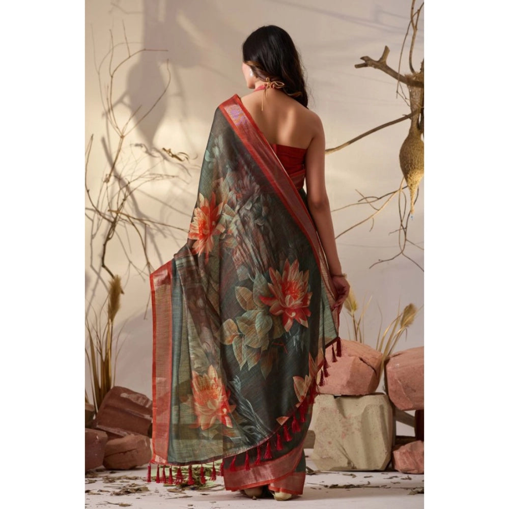 Green Women's Printed Saree