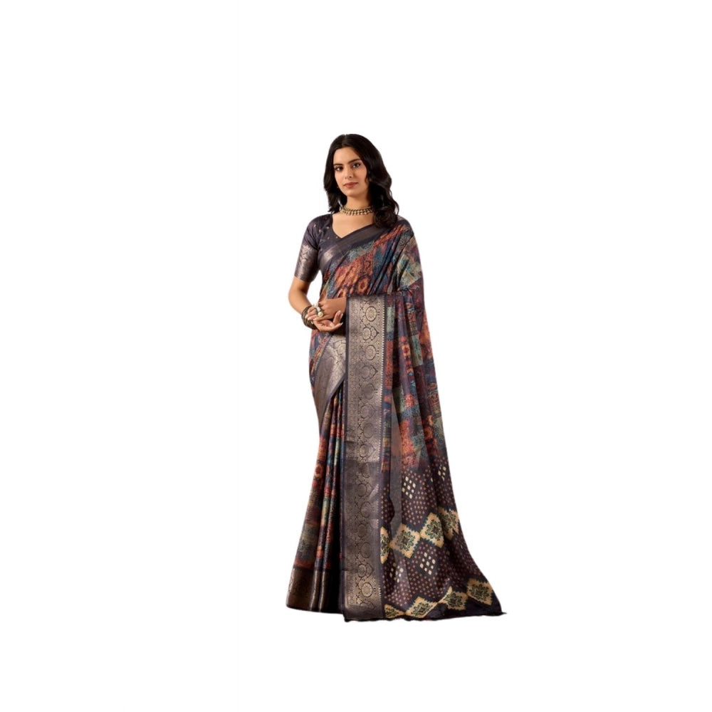 Navy_Blue Printed Saree