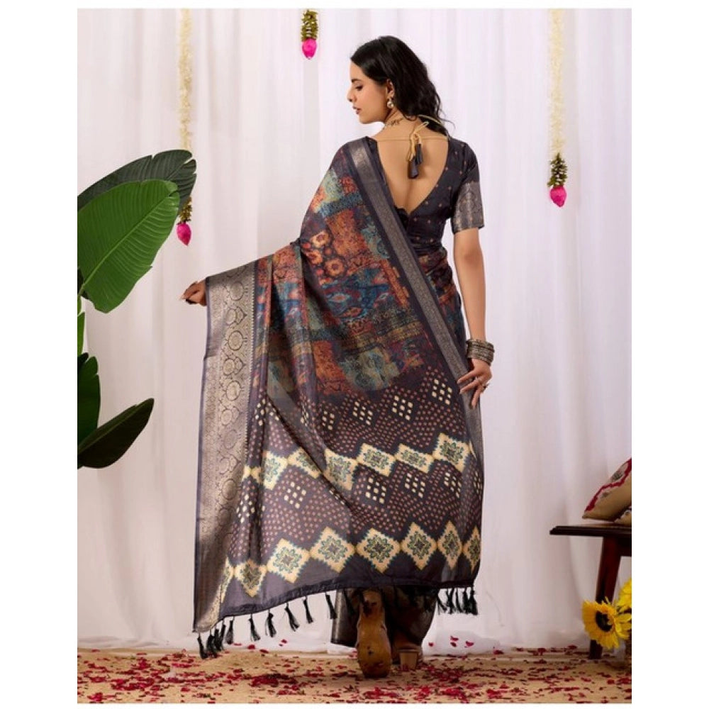 Navy_Blue Printed Saree