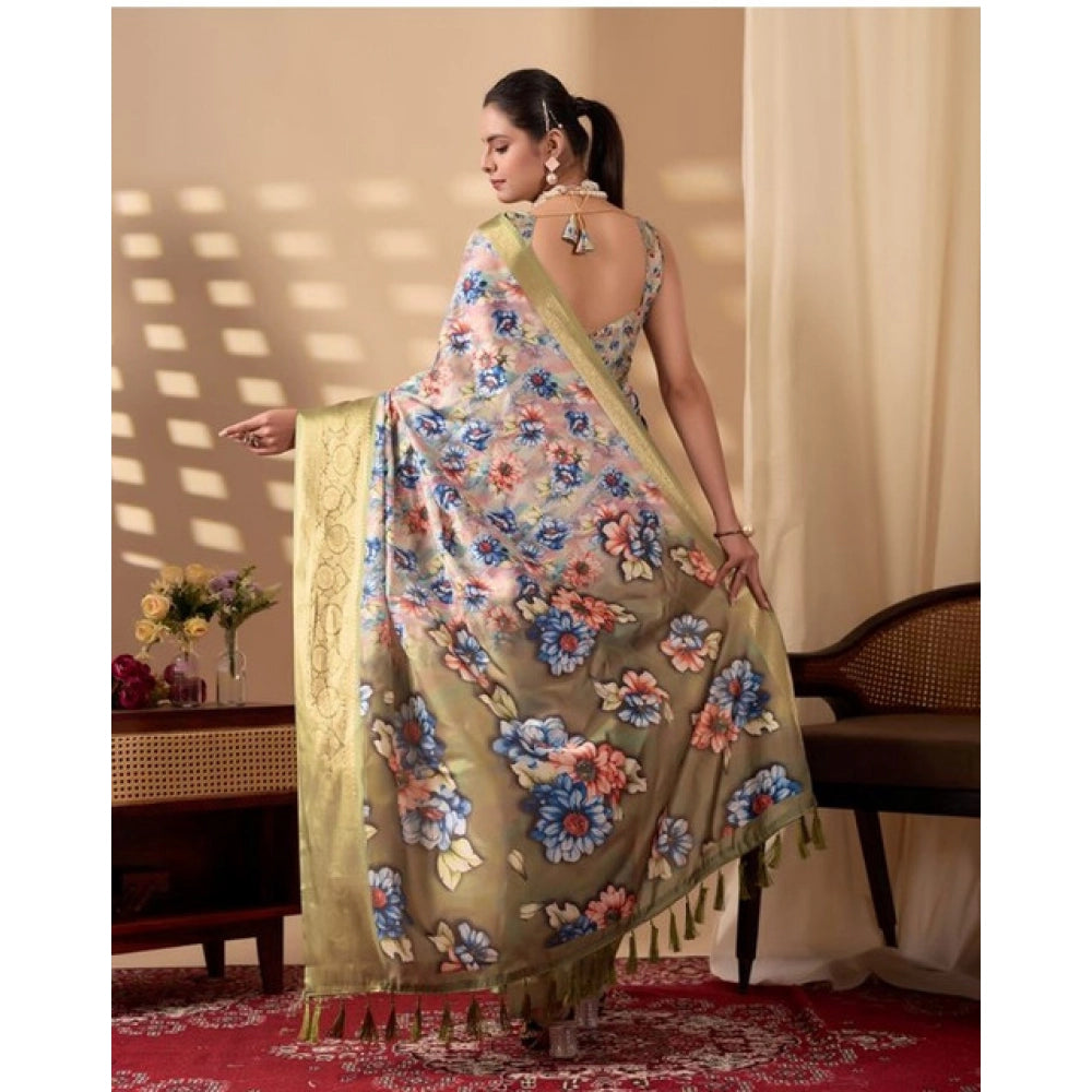 Olive Silk_Blend Printed Saree