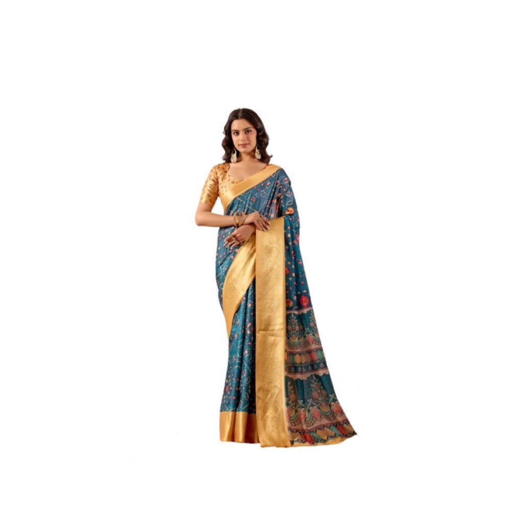 Teal Generic  Printed Saree