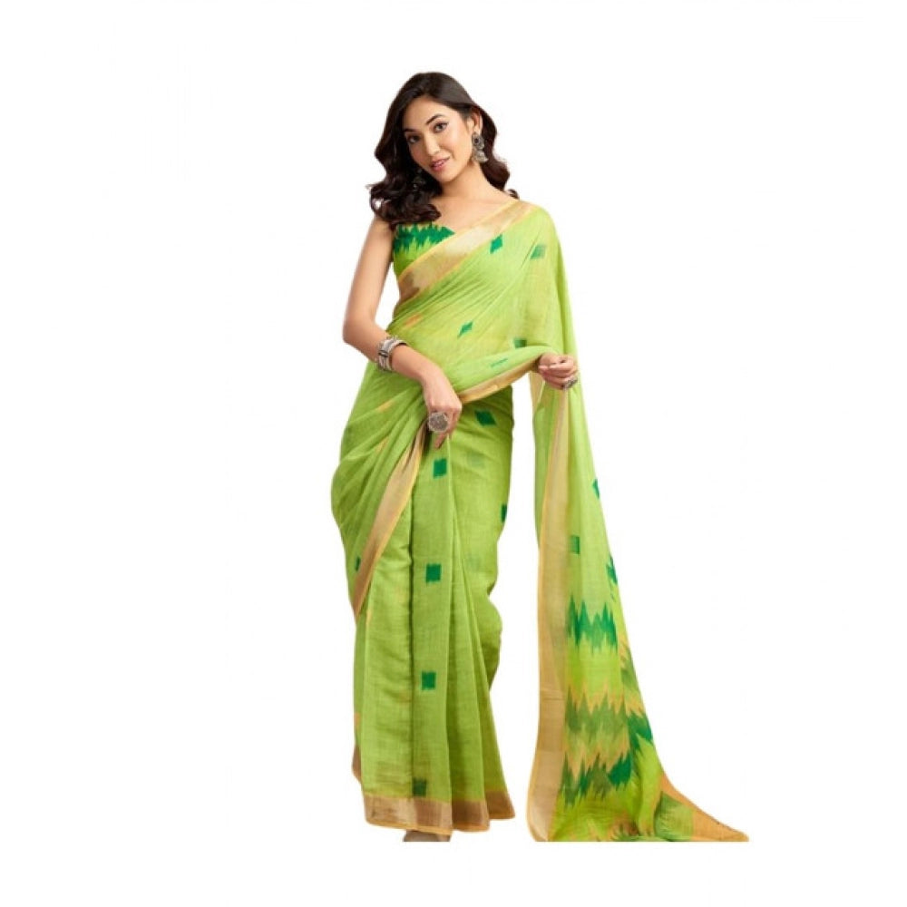 Lime Generic Cotton Wear Saree