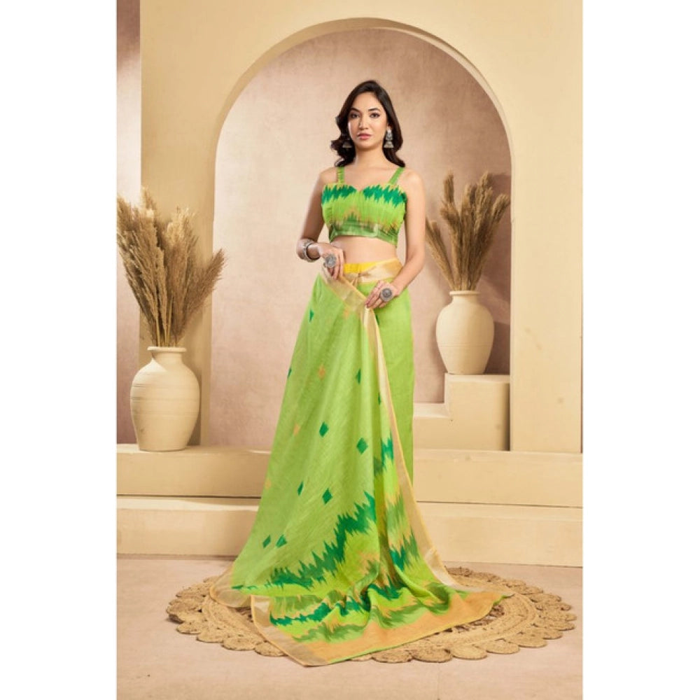 Lime Generic Cotton Wear Saree