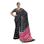Women Black Satin Crepe Saree
