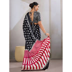 Women Black Satin Crepe Saree