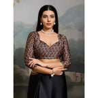 Elegant Black Satin Crepe Saree