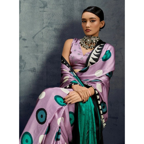 Multicolor Satin Crepe Printed Saree