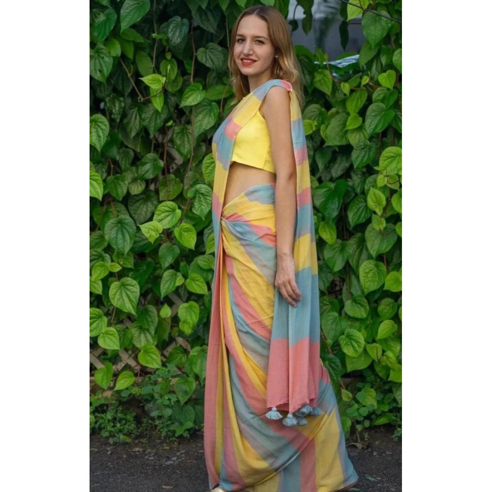 Pastel Striped Linen Saree